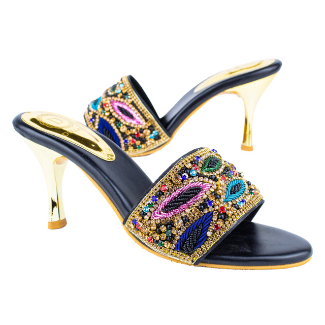 Refined Black Multi Pencil Heel Sandals