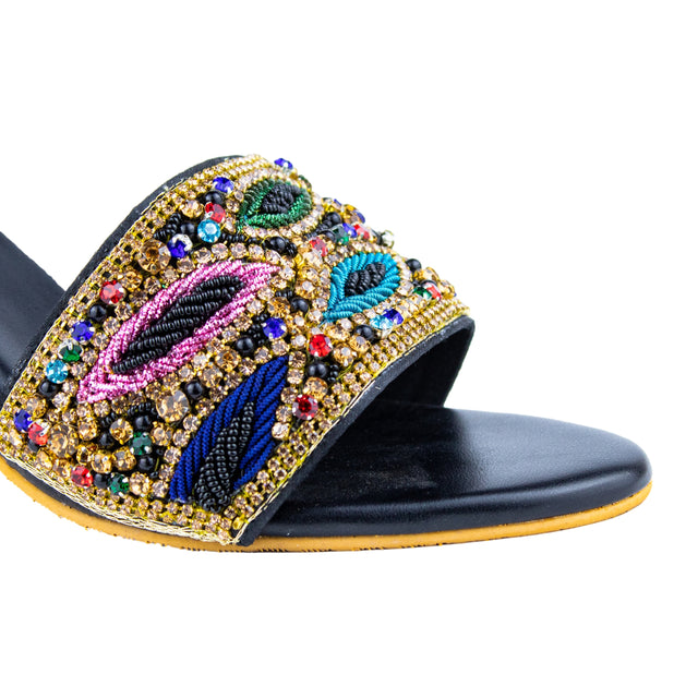Refined Black Multi Pencil Heel Sandals
