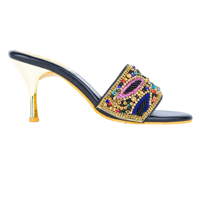 Refined Black Multi Pencil Heel Sandals