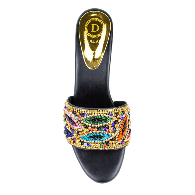 Refined Black Multi Pencil Heel Sandals