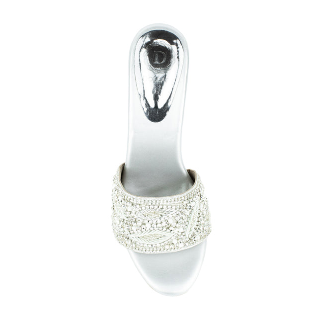 Opulent Silver Pencil Heel Sandals