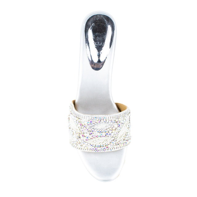 Sleek Silver Rainbow Pencil Heel Sandals