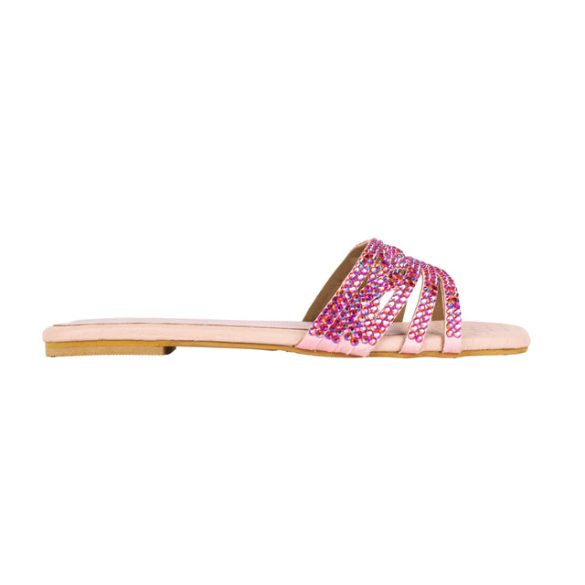 Salwa Stylish Pink Flat Slippers
