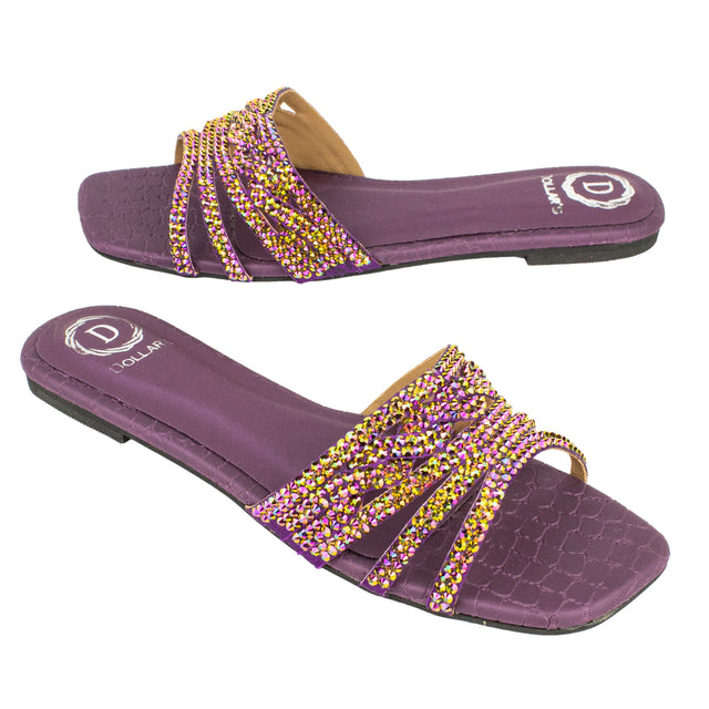 Salwa Bold Glitter Purple Flat Slippers