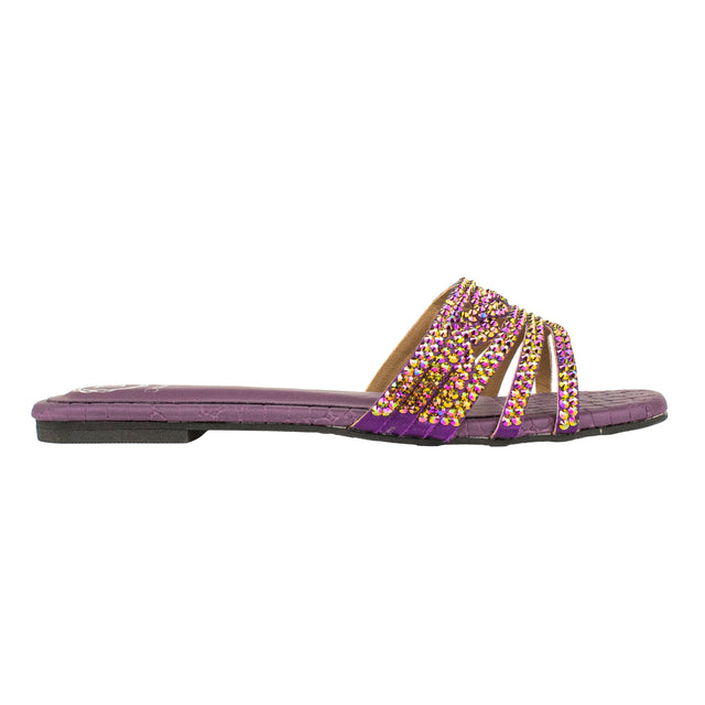 Salwa Bold Glitter Purple Flat Slippers
