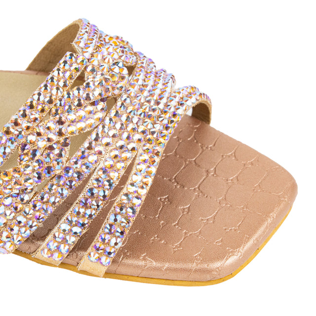 Salwa Feminine-chic Glitter Rose Flat Slippers