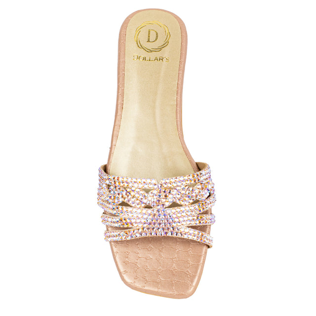 Salwa Feminine-chic Glitter Rose Flat Slippers