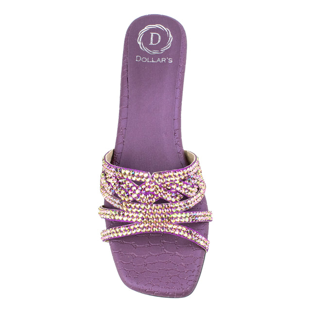 Salwa Contemporary Glitter Purple Block Heel Sandals