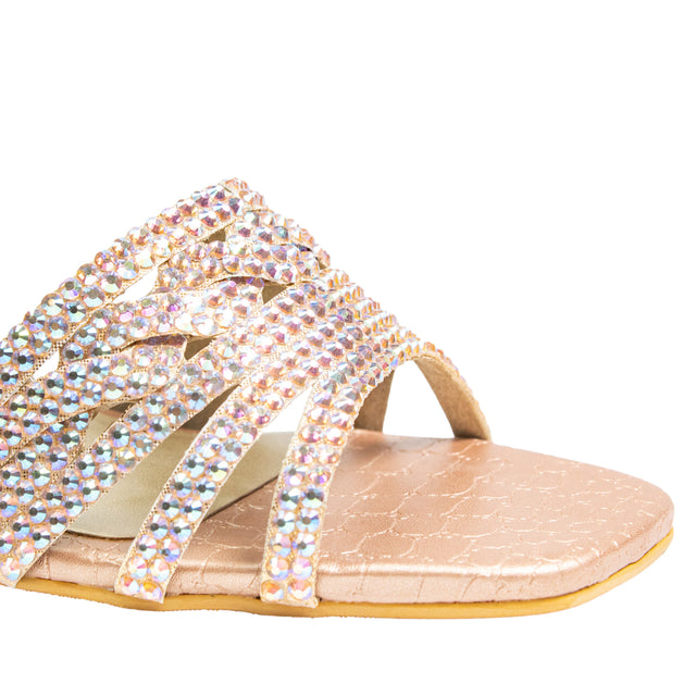 Salwa Sophisticated-casual Glitter Rose Block Heel Sandals
