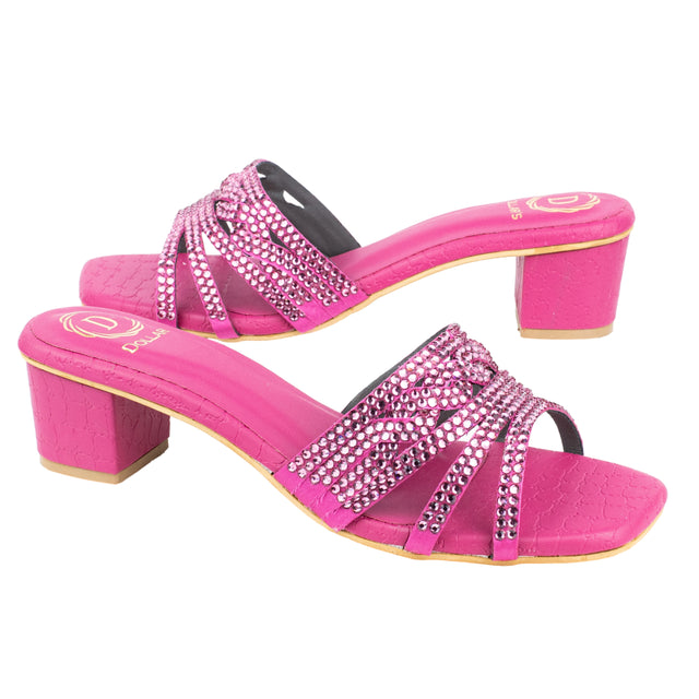 Salwa Couture-inspired Pink Block Heel Sandals