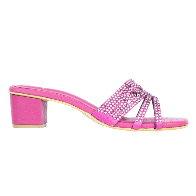 Salwa Couture-inspired Pink Block Heel Sandals
