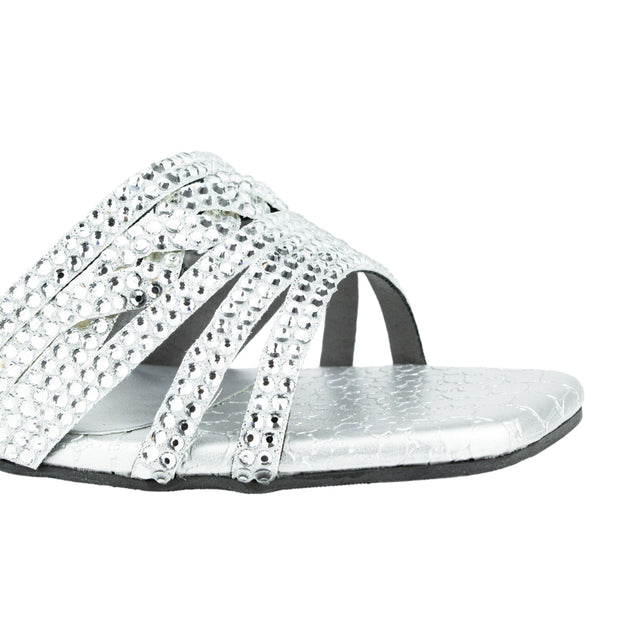 Salwa Sophisticated Silver Block Heel Sandals