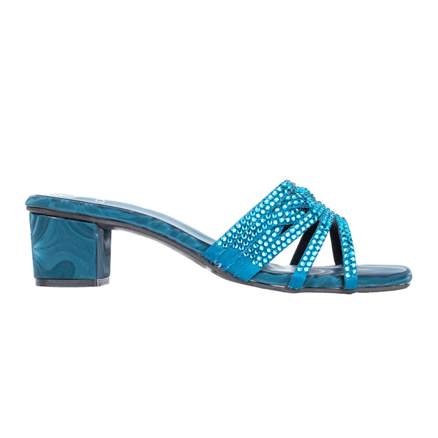 Salwa Elegant Teal Block Heel Sandals