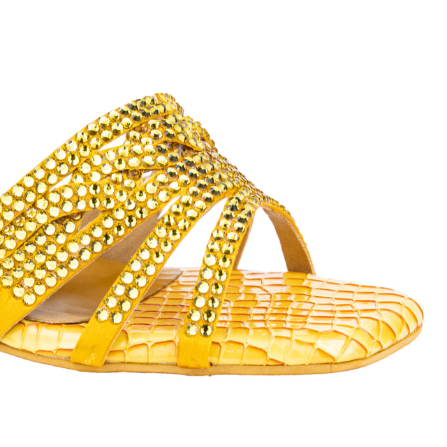 Salwa Elegant Yellow Block Heel Sandals