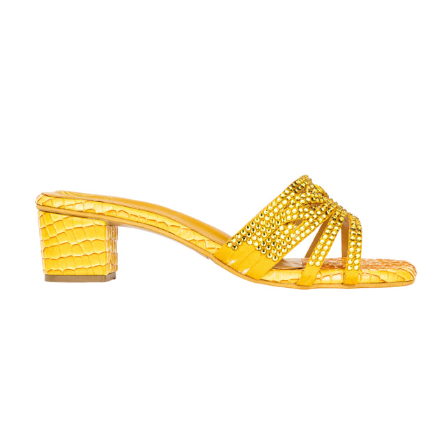 Salwa Elegant Yellow Block Heel Sandals