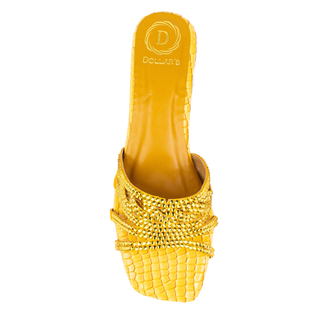 Salwa Elegant Yellow Block Heel Sandals