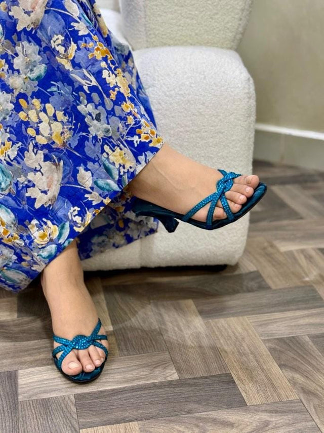 Amal Captivating Teal Pencil Heel Sandals