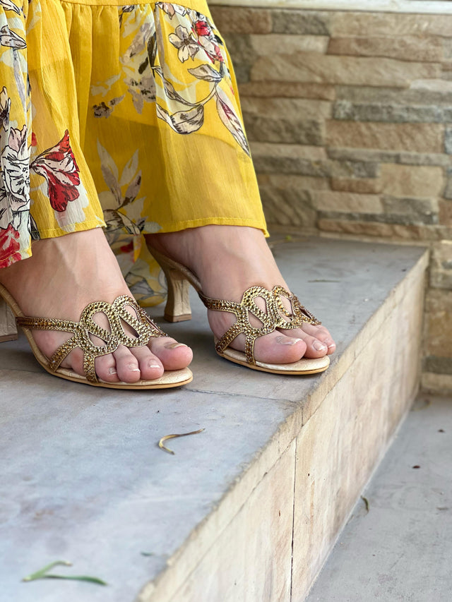 Sabah Refined Gold Pencil Heel Sandals