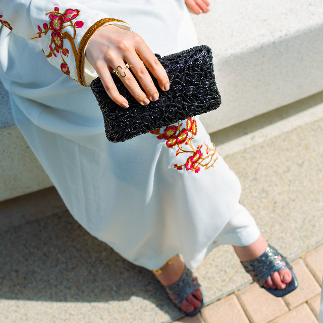 Black Studded Metallic Frame Handbags
