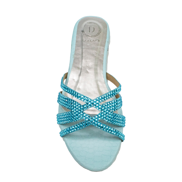 Layal Enchanting Baby Blue Flat Slippers