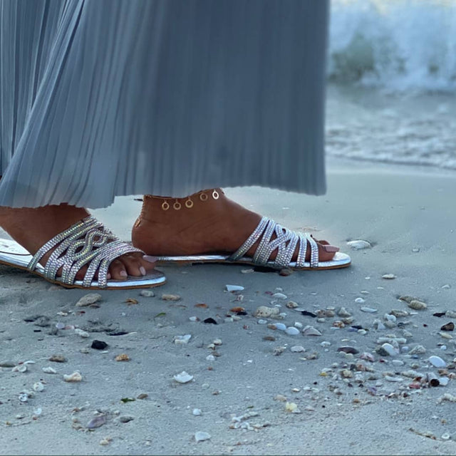 Faryal Opulent Silver Flat Slippers