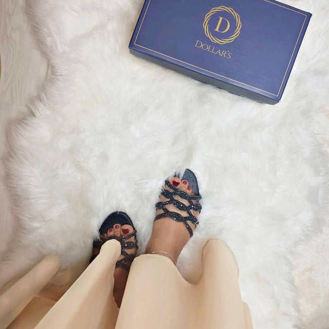 Elevated Black Flat Slippers