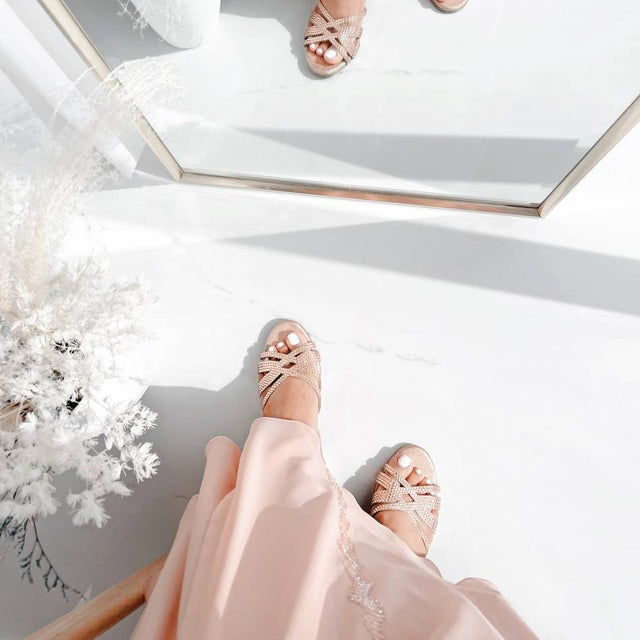 Layal Luxe Rose Flat Slippers