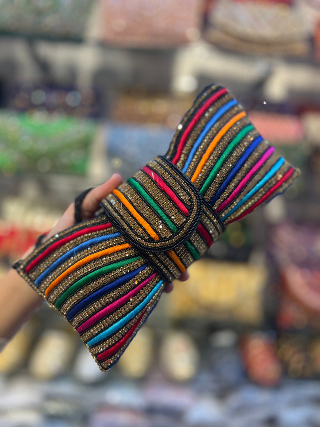 Black Handcrafted Beaded Chain Handbags