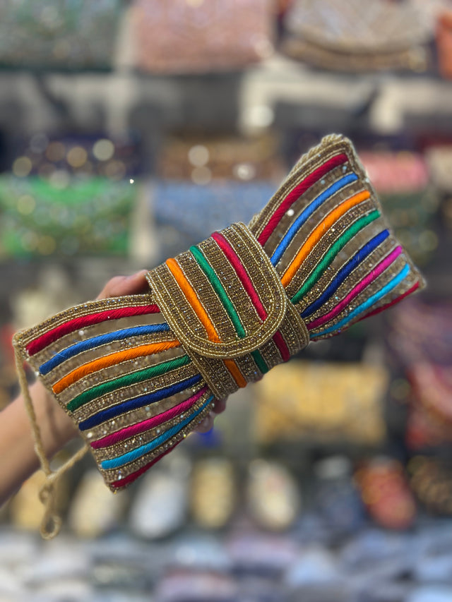 Gold Handcrafted Beaded Chain Handbags