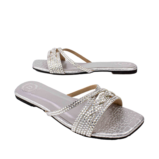 Handcrafted Sarah Silver Flat Sandal