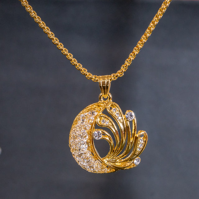 Rose Gold Chain Pendant with Earrings