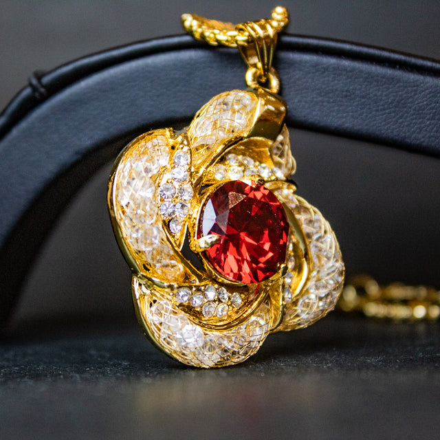 Rose Gold Chain Pendant with Earrings