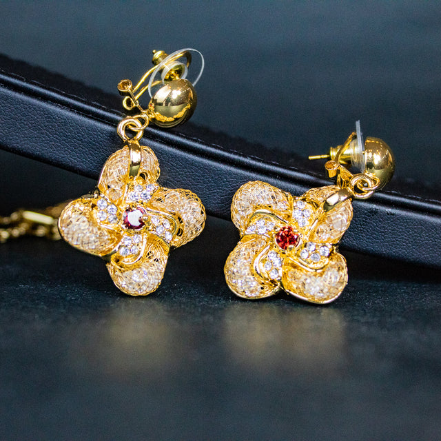 Rose Gold Chain Pendant with Earrings