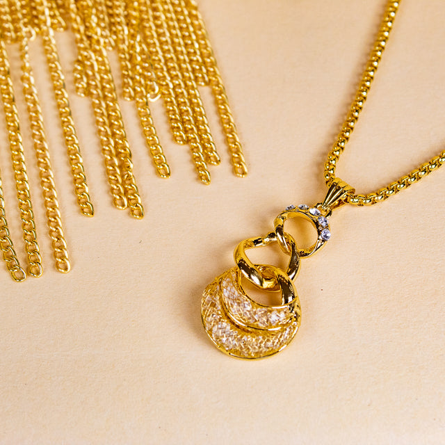 Rose Gold Chain Pendant with Earrings