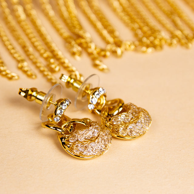 Rose Gold Chain Pendant with Earrings