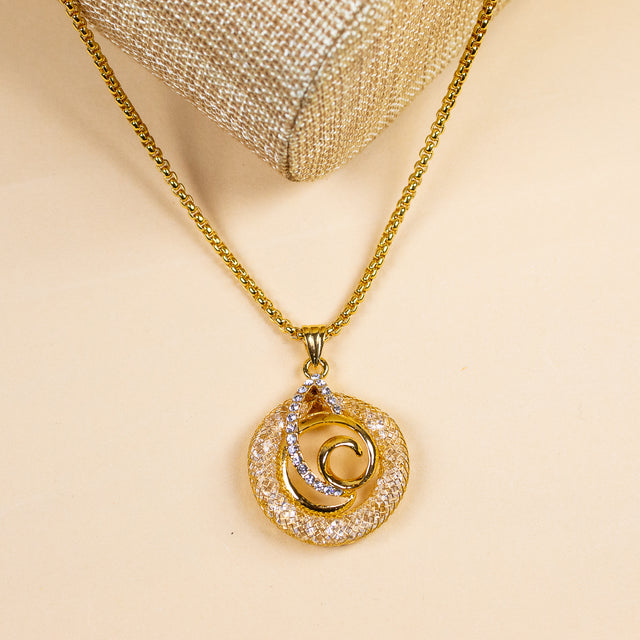 Rose Gold Chain Pendant with Earrings