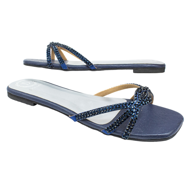Amal Edgy Navy Blue Flat Slippers