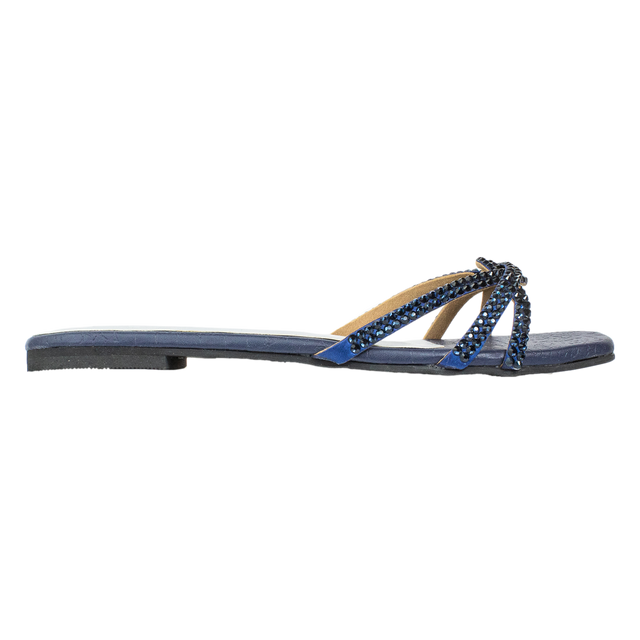 Amal Edgy Navy Blue Flat Slippers