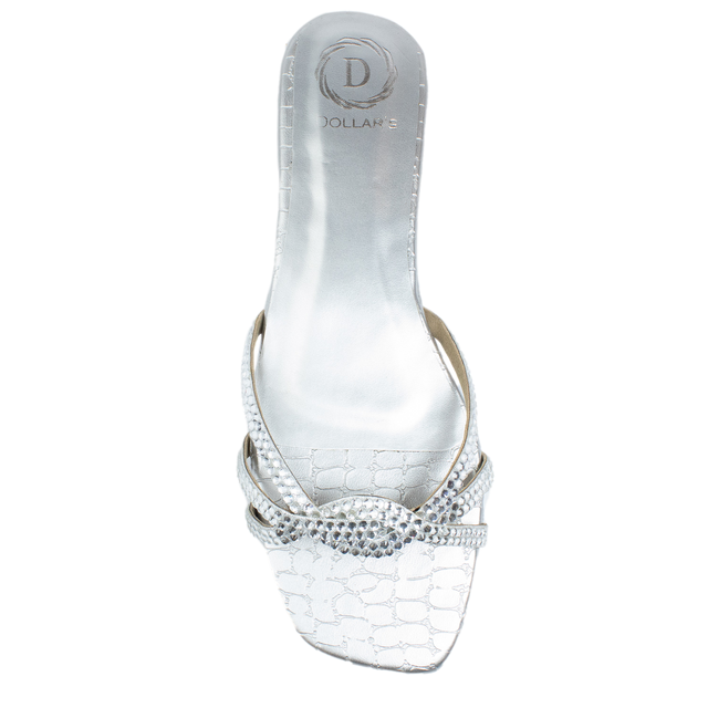 Amal Sleek Silver Flat Slippers