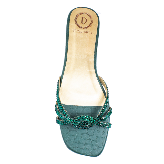 Amal Elevated Green Flat Slippers