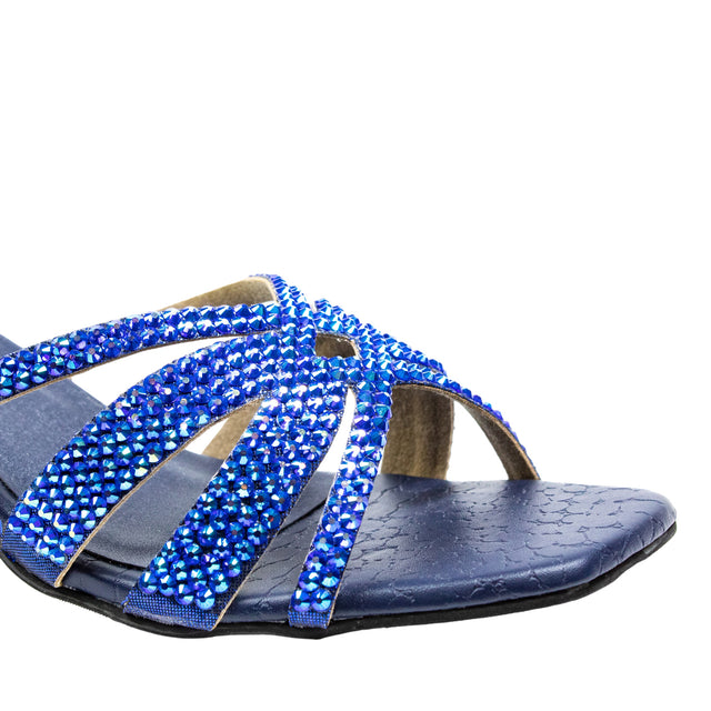 Sadaf Versatile Navy Blue Pencil Heel Sandals