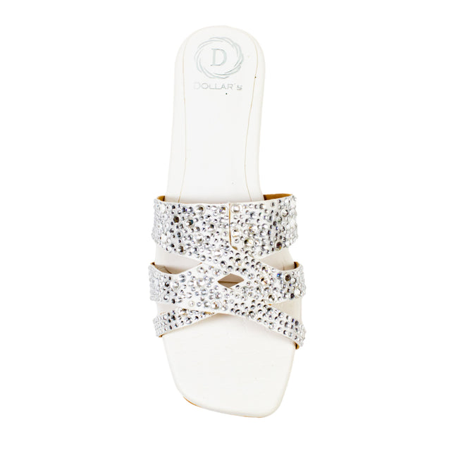 Aliyah Luxurious White Flat Slippers