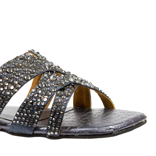 Aliyah Handcrafted Grey Flat Slippers