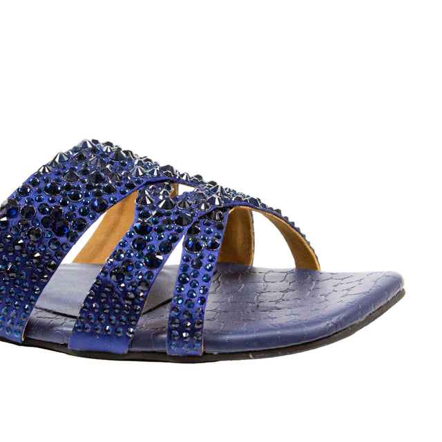 Aliyah Bold Navy Blue Flat Slippers