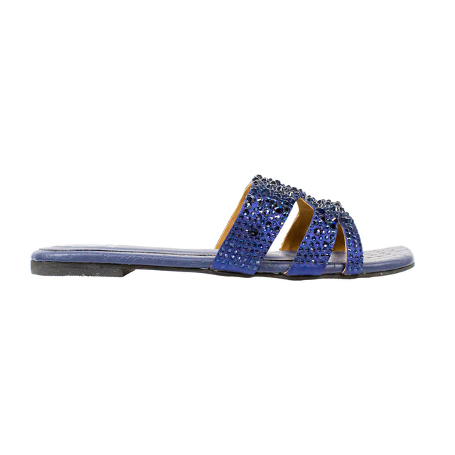 Aliyah Bold Navy Blue Flat Slippers