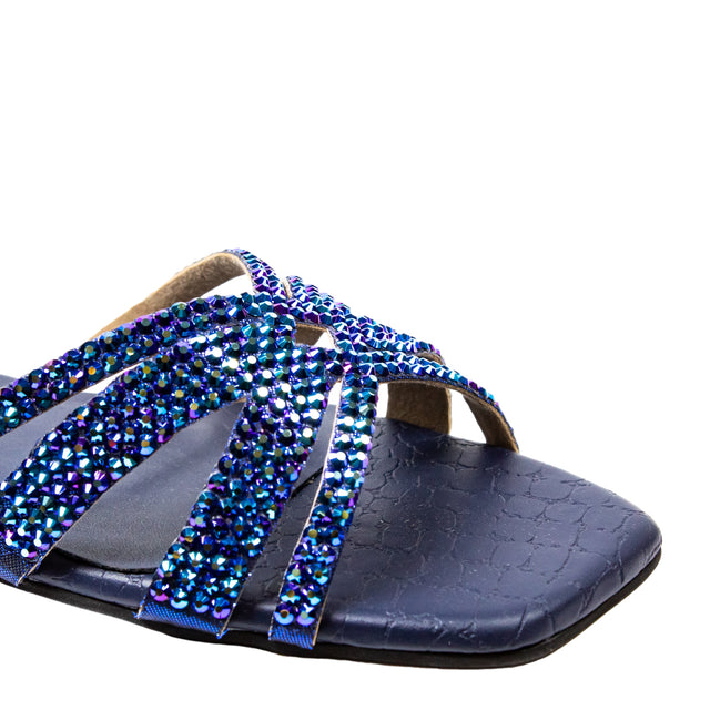 Sadaf Timeless Navy Blue Flat Slippers