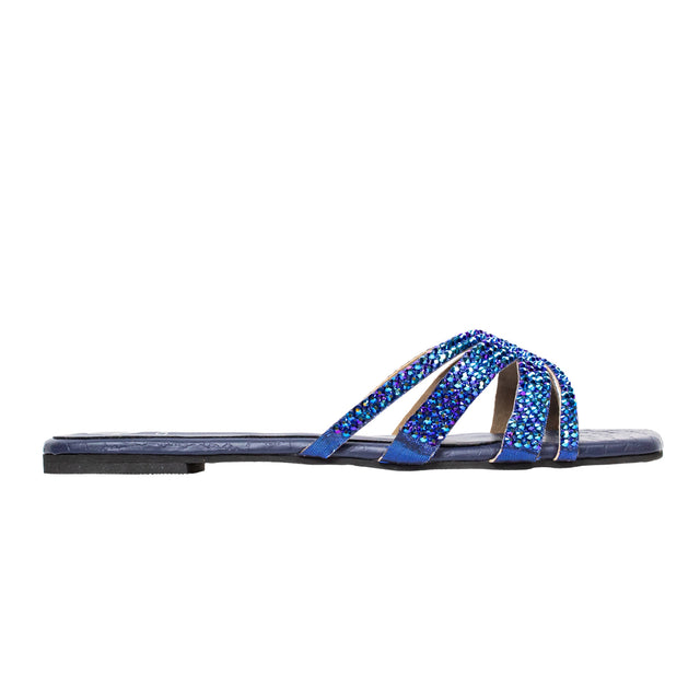Sadaf Timeless Navy Blue Flat Slippers