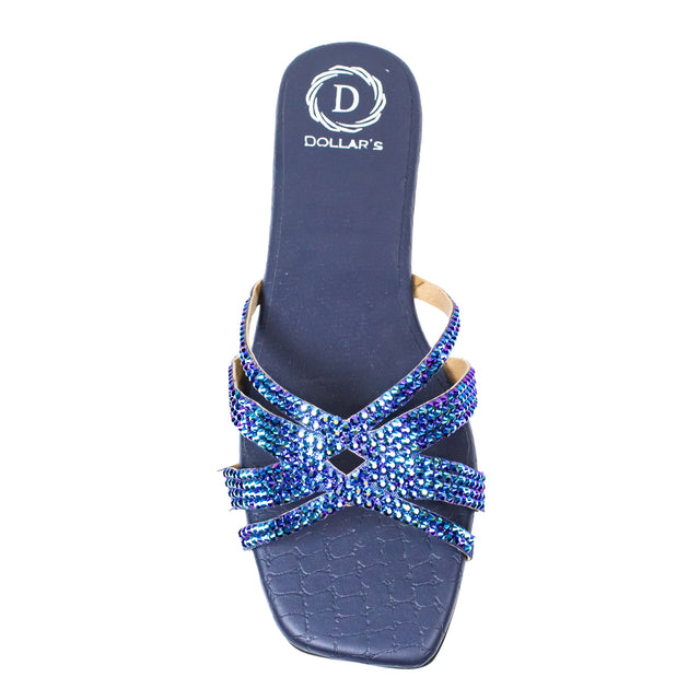 Sadaf Timeless Navy Blue Flat Slippers
