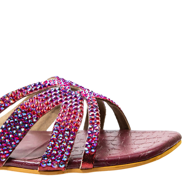 Sadaf Vibrant Maroon Flat Slippers