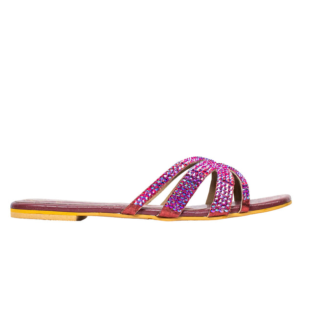 Sadaf Vibrant Maroon Flat Slippers